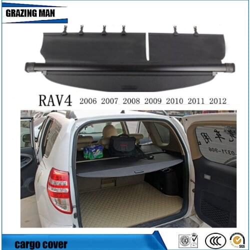 Car Rear Trunk Security Shield Cargo Cover For RAV4 2006 07 08 2009 10 11 2012 High Qualit Black Beige Auto Accessories