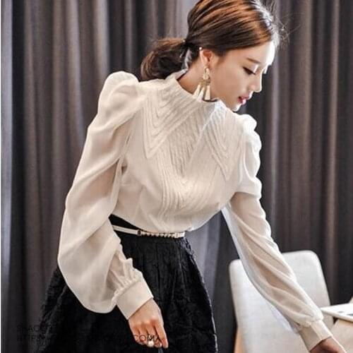 Top social female shirt korean style fashion clothing blouses for woman 2019 business office ladies elegant shirt tops FF1347