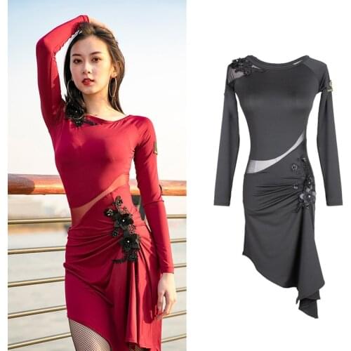 Latin Dance Competition Performance Dress For Women Adult Flower Skirt Latin Practice Clothing Rumba Training Costumes DWY5283