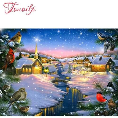 Winter Christmas Village 5D Diy Embroidery Cross Stitch Diamond Painting Kits UK NA0236
