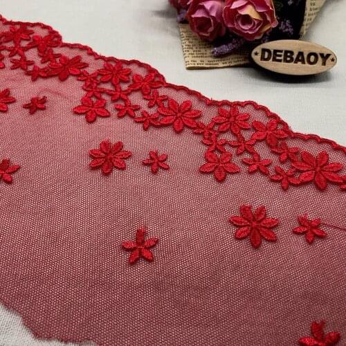 15cm Embroidery Wedding Lace Trim Handmade DIY Materials Red Lace Fabric Garment Sewing Accessories