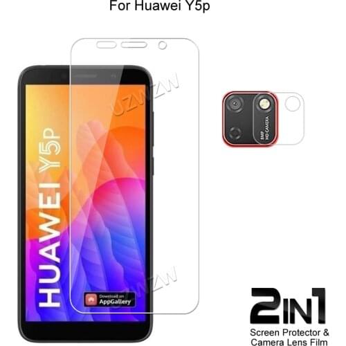2 in 1 For Huawei Y5P Camera Lens Film & Screen Protector Guard Protective HD Tempered Glass Explosion Proof Anti-Shock