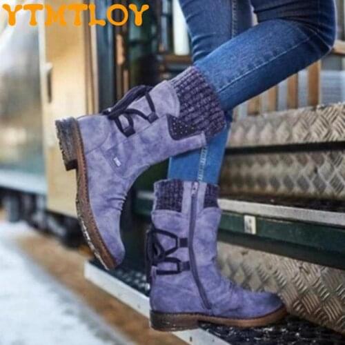 2021 New Retro Fashion Warm Snow Boots All-match Lace-up Winter Womens Boots