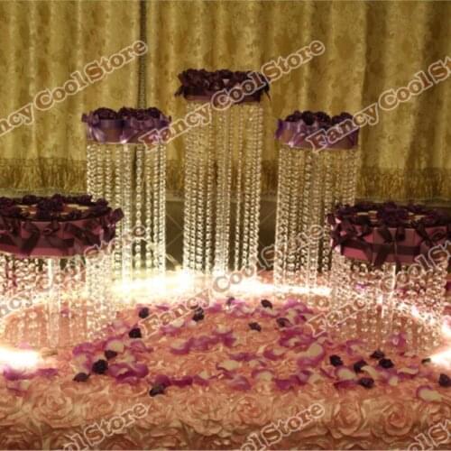 5pcs/set Crystal Cake Plate Fruit Candy Tray Birthday Party Food Stand Chrismas Wedding Dessert Plate acrylic Cake Stands 05D3