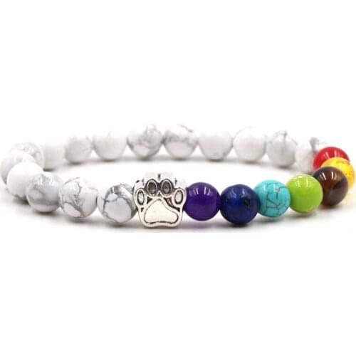 7 Chakra Natural Stone Bracelet Essential Oils Diffuser 8mm Lava Zinc Paw Onyx Howlite Yoga Bracelet Men Gift