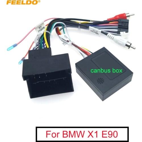 FEELDO Car Stereo Audio 16PIN Android Power Cable Adapter With Canbus Box For BMW X1 E90 Power Cable Wiring Harness
