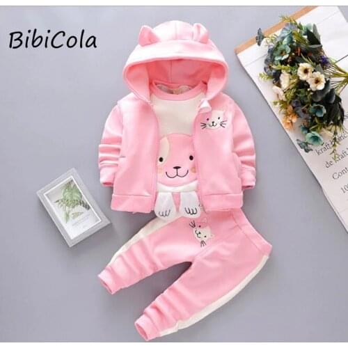 BibiCola baby girl clothing sets kids girl spring autumn track suit bebe girls cute clothes suit childern girl cotton 3pcs suit