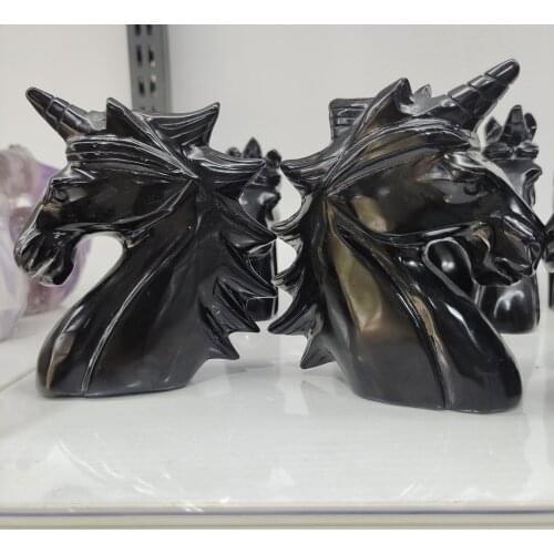 Large sizeNatural obsidian Unicorn crystals Animal stone Creative Home living room Reiki healing Bedroom Office desk decoration
