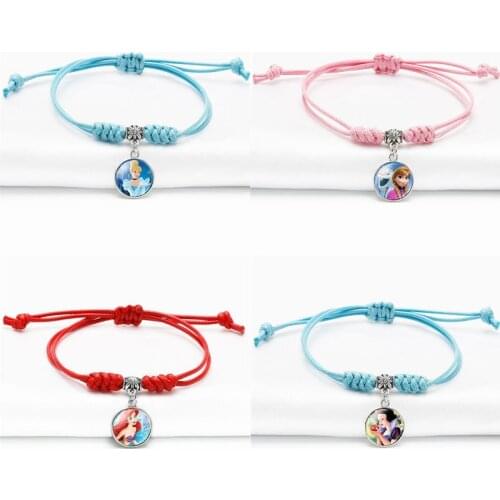 Disney Princess Ariel Belle Childrens Cartoon Bracelet Frozen Elsa Pendant Girls Bracelet Accessory Girls Cute Birthday Gifts