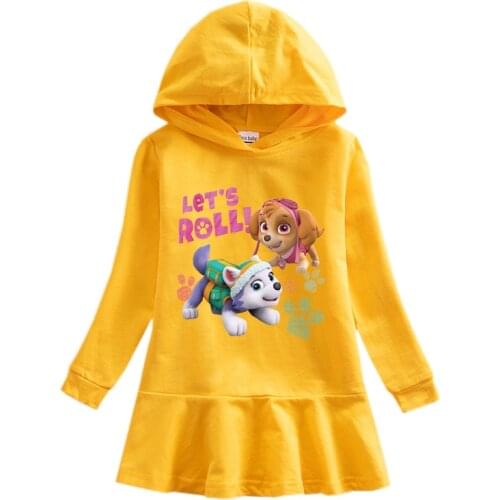 PAW PATROL Dresses Childrens Spring Autumn Cartoon Dress Kids Clothes Girls 10 To 12 Vestido Dresses Eleagant Big Girls Vestir