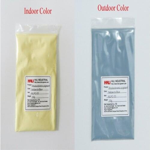 Double color photochromic pigment,solar active pigment,color:yellow to blue,item:HLPC-53,1lot=100gram,free