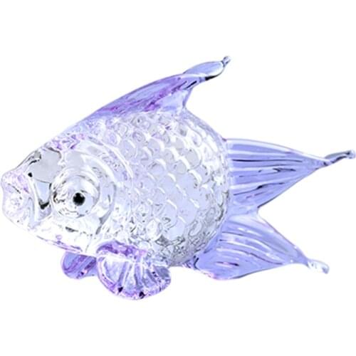 K9 Crystal Goldfish Figurine Craft Miniature Animal Crystal Model Glass Home Decor Ornament Kids Room Decoration Gift Souvenir