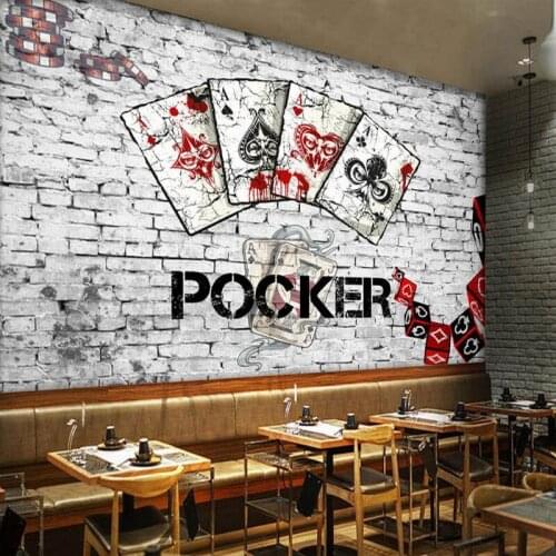 Photo wallpaper 3D European American Retro Poker Chess Entertainment Bar Chess Room Background Wall mural stereo wallpaper