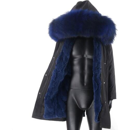 FURTJY 2020 Waterproof Parka Real Fox Fur collar 100% real rex rabbit liner Hood Winter Jacket men Warm Outerwear Removable New