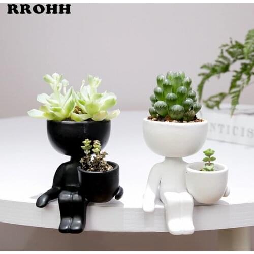 Creative Humanoid Ceramic Flower Pots Ceramic Handmade Crafts Home Furnishings Decorative Succulents Potted Containers