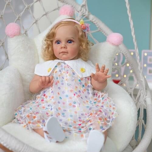 60CM Reborn Toddler Girl Doll Handmade High Quality Doll Soft Maggie Lifelike Baby Dolls Long Curly hair Collectible Art Doll