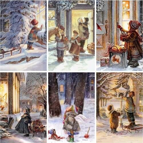 Diamond Embroidery Christmas Full Square Diamond Painting Child Cartoon Mosaic Winter Needlework Handmade Gift Art