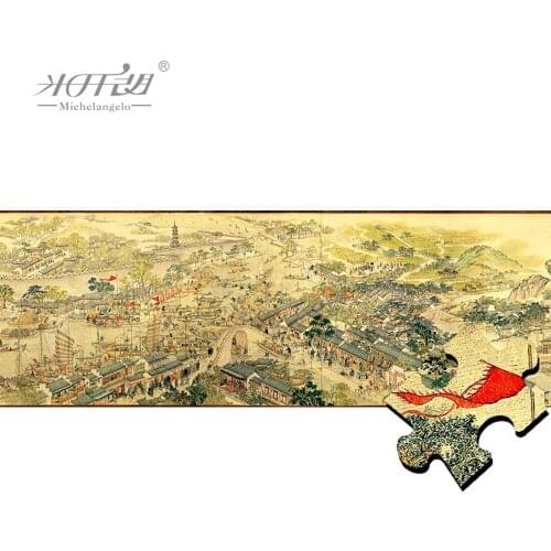 Michelangelo Wooden Jigsaw Puzzles 1200 Pieces Suzhous Golden Age Educational Toys Collectibles Chinese Painting Art Wall Decor