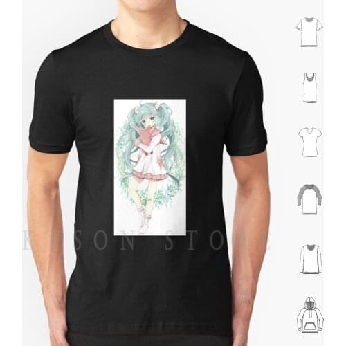 Cute Anime Girl T Shirt Men Cotton Cute Anime Loli Kawaii Little Girl Green Hair Stuffed