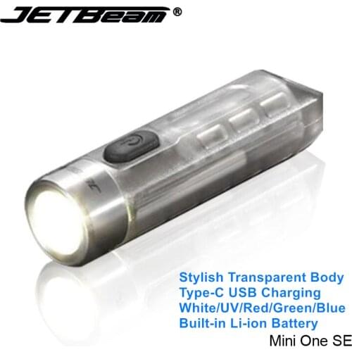 Jetbeam MINI ONE SE RGB UV LED Rechargeable EDC Keychain Flashlight Built-in Li-ion Battery Mini Torch with Type C USB Charging