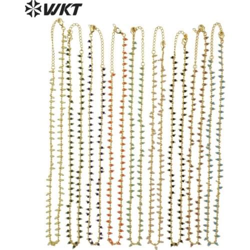 N1202 Hot beads chain fashion jewelry make rosary beads chain 3mm resist tarnishable gold electroplated beads chain