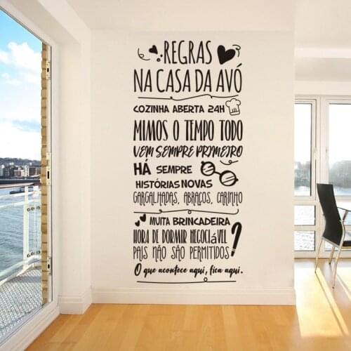 Wall Decals Regras Na Casada Avô Portuguese Quote Stickers Removable Vinyl Home Decor For Livingroom Decoration Mural RU2135