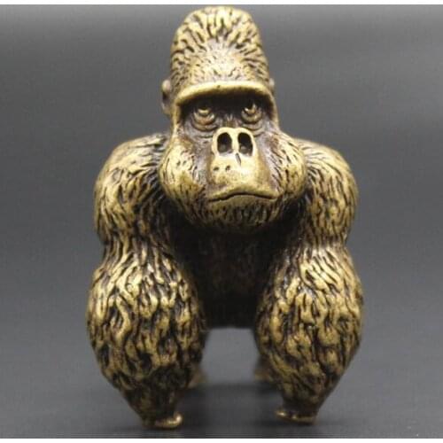 Small Copper Gorilla Statue Figurine Animals Monkey Art Sculpture Pure Copper Art Craft Home Decoration Accessories gift