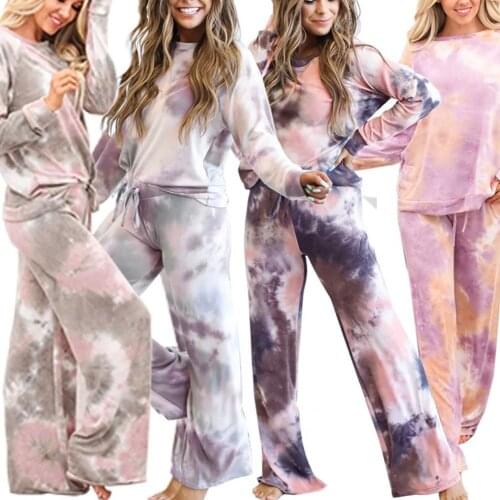 Nightgown Breathable Loose Style Clothes Two Pieces Printing Pajamas for Sleepwear Sweat Suits Female Leisure Lounge Wear Outfit