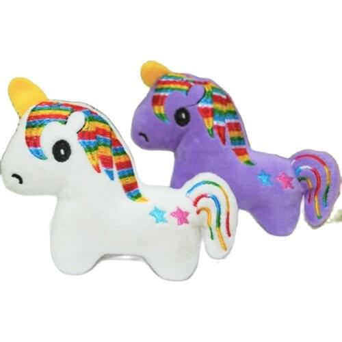 Wholesale 80pcs/lot 9cm New Fluffy Unicorn Stuffed Plush Toy Key Chain Unicorn Animal Plush Toy