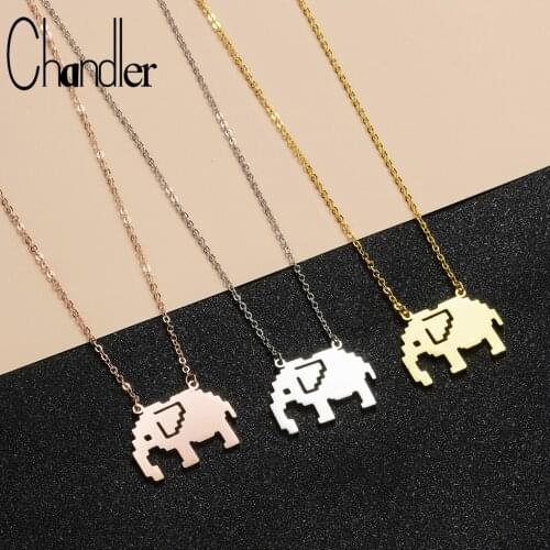 Chandler Steel Elephant Necklace Fashion Cartoon Jewelry Accessories For Girls Children Kids Women Animal Collares De Moda