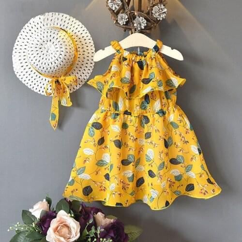Girls Dress 2021 Summer Girl Kids Clothes Cute Floral Print Ruffled Princess Dress Chiffon Bohemian Dress Robe Fille 6 7 Years