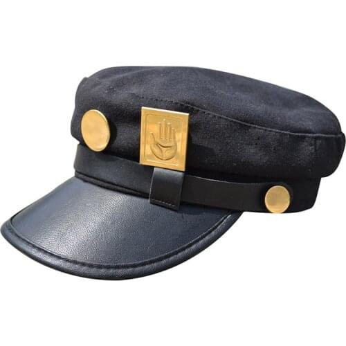 Anime JOJO JoJos Bizarre Adventure Cosplay Accessories Caps Jotaro Kujo Cosplay Hats Army Military Flatcap Badges Anime Around