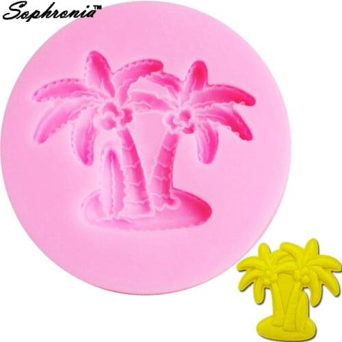 Sophronia Coconut trees Silicone Mold Chocolate Candy Silicone Cake 3D Sugar Craft Silicone Tool M525, 6.7*6.7*1cm