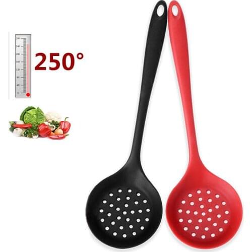 Silicone Slotted Spoon Non Stick Long Handle Slotted Scoop Skimmer Spoon Long Handle Soup Serving Spoon Kitchen Cooking Tool