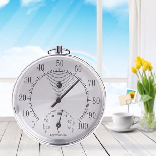 Dial Thermometer Indoor Outdoor Thermometer Hygrometer Temperature Humidity Meter Metallic HT9100