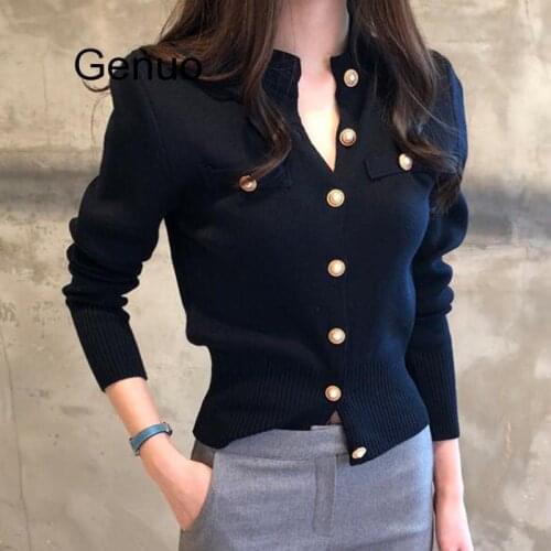 Knitted Womens Short Cardigan Sweater Korean Single Breasted Long Sleeve Sweaters Female 2020 Autumn Spring Cardigans Women