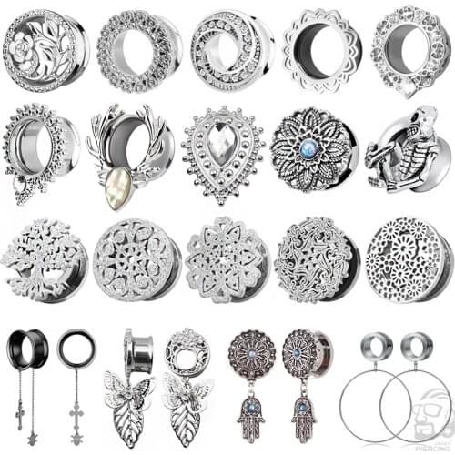 2pcs 316L Stainless Steel Ear Plugs Tunnels Ear Piercings Earlets Screwed Saddle Earring Expander Gauges Body Jewelry Piercings