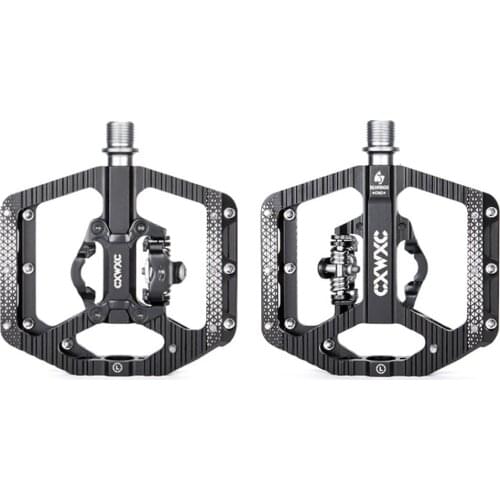 CXWXC CX-156 Bicycle Pedals Dual Function Platforms Flat / Clipless MTB Pedals SPD Cleats 3 Sealed Bearings Road Bmx Bike Pedals