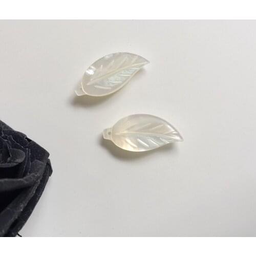 High Quality ) 9*20MM 10Pcs/pack 100% Natural Pure White Pearl Mother Shell Leaf Beads Pendant Jewelry Charms