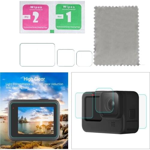 Camera Lens Screen Protector For GoPro 9 Black w/ LCD Display Tempered Glass Film For GoPro 9 Black
