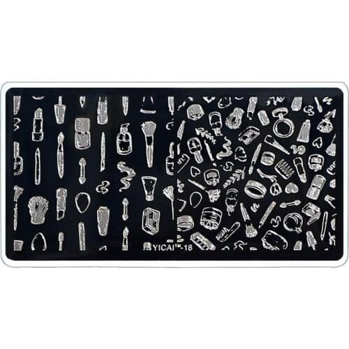 1pc Makeup Tool Design Nail Art Stamping Plate YICAI-18 Lipstick/Brush/Comb Pattern Nail Image Stamping Plate placa de estampado