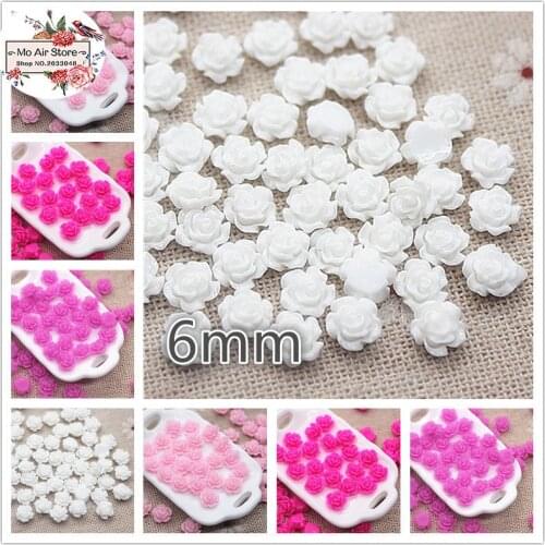 100pcs 6mm high quality mix color small flower resin flatback cabochon DIY jewelry/phone/nail art decoration No Hole