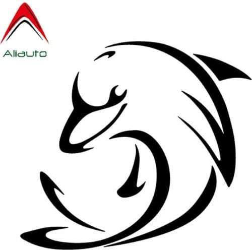 16CM*14CM KK Vinyl Decals Cartoon Dolphin Fishing Car Sticker Car Accessories Black/White