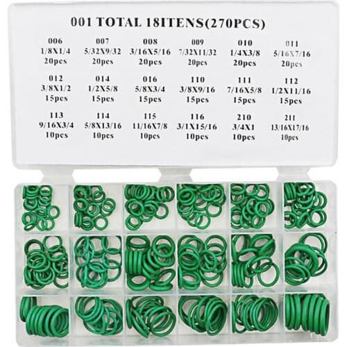 270pc Air Conditioning O Ring Rubber Washer Assortment For R22 R134A Standard Parts Seal O-ring Gaskets Sets