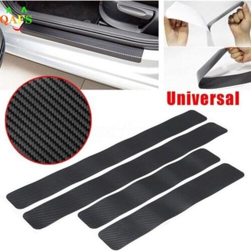 4Pcs/lot Car Door Sill Scuff Carbon Fiber Stickers Anti Scratch Pedal Protect Accessories Universal Car Stickers