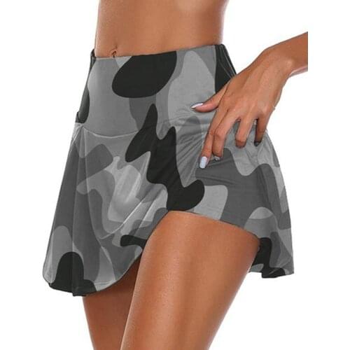 5Colors Camouflage Women Sports Fitness Double-Layer High Waist Yoga Shorts Loose Beach Skirt Casual
