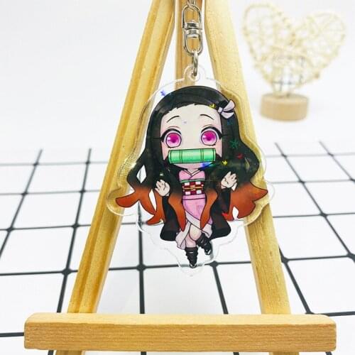 Anime Keychain Demon Slayer: Kimetsu No Yaiba Chibi Keyring Cartoon Acrylic Pendant Key Chain For Kids Jewelry Cosplay Accessory
