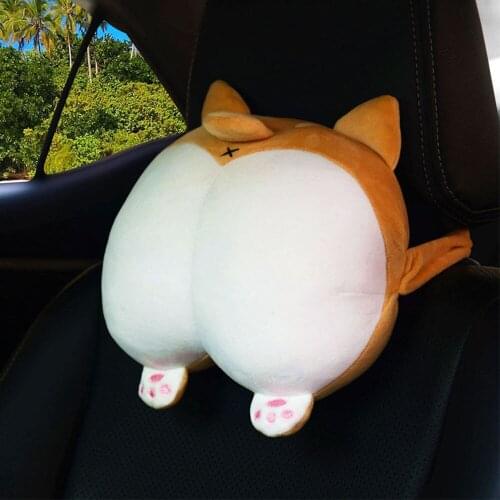 Car Neck Pillow Car Pillow Waist Cushion Pillow Seat Back Lumbar Cushion Auto Parts Cute Cartoon All Seasons General