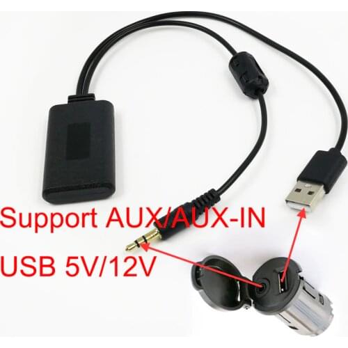 Biurlink Car Bluetooth 5.0 5V/12V Audio Input AUX USB Wireless MP3 Music Adapter For Peugeot 407 508 For Citroen C2 C4 C5