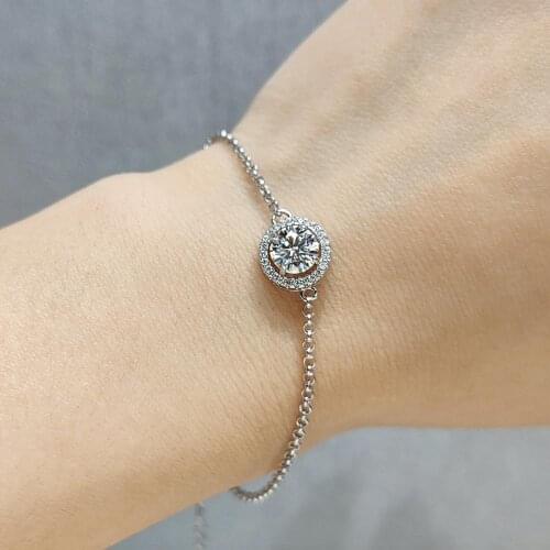 Inbeaut 925 Silver Pass Diamond Test 1 ct Excellent Cut D Color Round Moissanite Bracelet Women Trendy Wedding Bracelets Jewelry